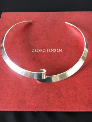 Vintage Georg Jensen 925 Sterling Silver Neckring Torque Necklace Box