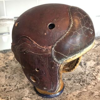 Vintage Leather Football Helmet Wilson Turtle Front Rare Style