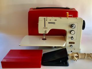 Vintage 1980’s Bernina Record 830 Sewing Machine With Red Case