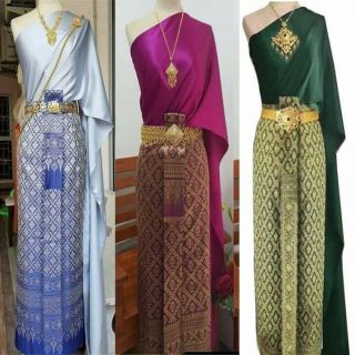 Famous Traditional Thai Costume Wedding Dress Sarong Wrap & Decorative Jewelry
