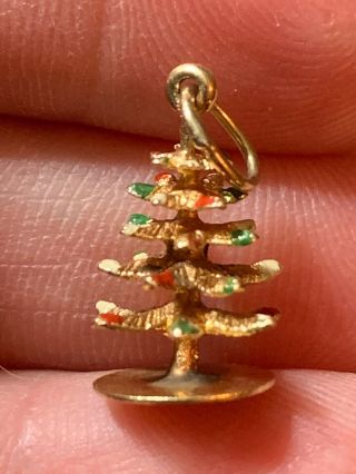 Antique Vintage Signed M&m Christmas Tree 14k Gold Charm/pendant 1.  55g