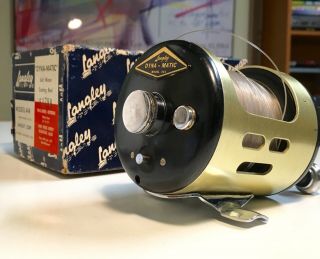 Vintage Langley Dyna - Matic 444 2 - Speed Conventional Reel Made In Usa
