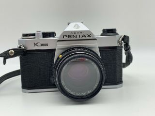 Vintage Asahi Pentax K1000 Film Camera w/ SMC Pentax - M 1:2 50mm Lens & Case 3