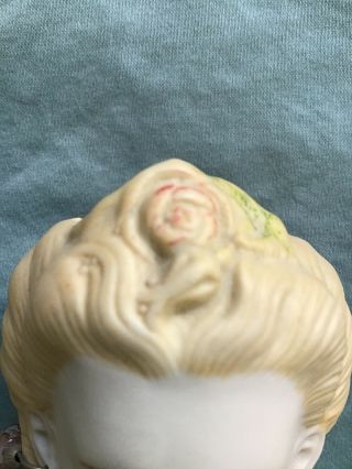 1870 ' s Parian Doll with Molded Blouse and Bow,  Molded Rose and Petals on Head 5