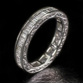 1.  5ct Baguette Diamond F - G Eternity Wedding Band Emerald Cut Ring Vintage 18k Wg