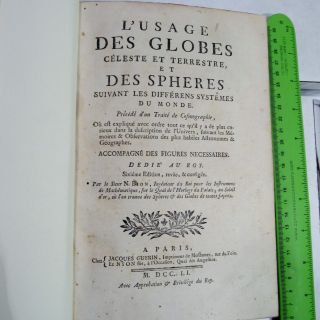 L ' USAGE DES GLOBES CELESTE ET TERRESTRE/ 1751/RARE FINE LEATHER/49 COPPER PLATES 4