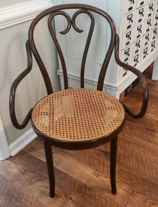 Vintage Bentwood Arm Chair Thonet Style Cane Romania