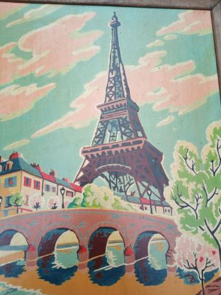3 Vintage France Paint By Number Pictures - French City Scenes
