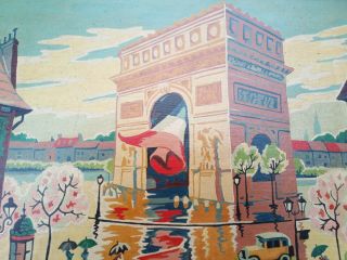 3 vintage France Paint by Number pictures - French City Scenes 4