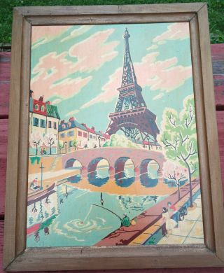 3 vintage France Paint by Number pictures - French City Scenes 5