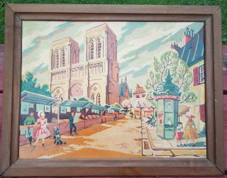 3 vintage France Paint by Number pictures - French City Scenes 6