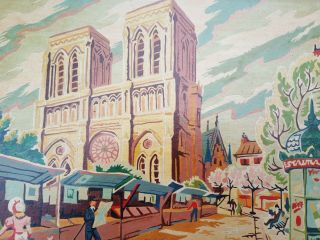3 vintage France Paint by Number pictures - French City Scenes 7