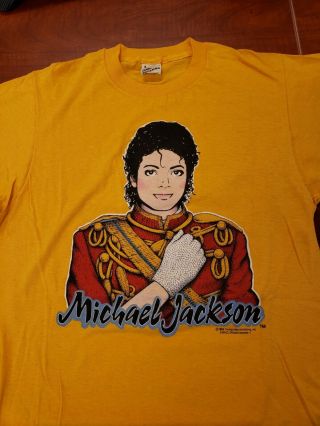 Vintage Nos Rare 1984 Michael Jackson T - Shirt Size L Screen Stars Glitter Glove