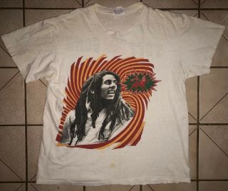 Vintage 80s Bob Marley Tee Shirt L Thin Tuff Gong Reggae Roots Rock Music Rare