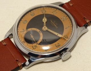 V.  Rare Vintage military Oversize Tavannes Watch Co two tone radium dial 2