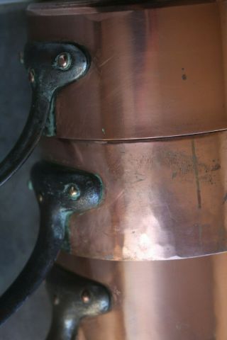 Vintage Hammered Copper Saucepan Pot Cookware Set (4) Tinned 7.  4kg/16.  3lb