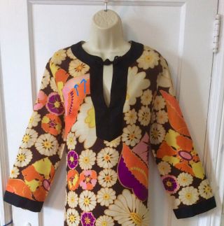 BrownKhakiPurple Floral Vintage Kaftan Dress by B.  COHEN for LORD & TAYLOR Sz.  16 4