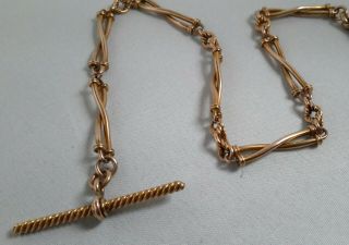 Antique Victorian 15c Rose Gold Fancy Link Watch Chain With 9ct Rose Gold Locket 4