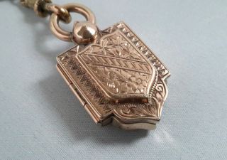 Antique Victorian 15c Rose Gold Fancy Link Watch Chain With 9ct Rose Gold Locket 5