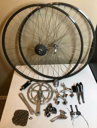 Complete Vintage Shimano Dura Ace 7400 8 Speed Groupset,  With H,  Son Wheels