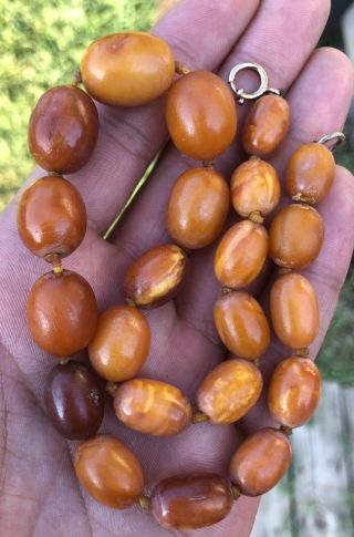Antique 100 Natural Amber Bead Necklace,  Butterscotch,  Chinese 18/19c 30 Gram