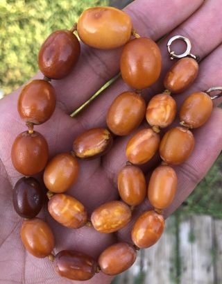 ANTIQUE 100 NATURAL AMBER BEAD NECKLACE,  BUTTERSCOTCH,  CHINESE 18/19C 30 Gram 2