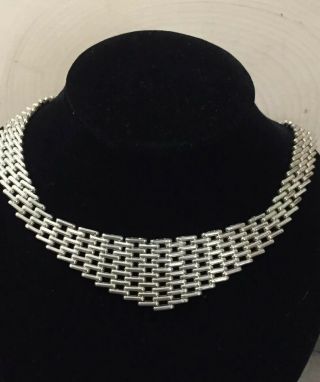 Vintage Retro Mesh Linked Necklace 925 Sterling Silver Italy 59.  8 Grams