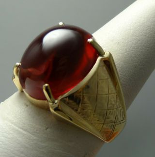 Antique Vintage Mens Ruby Ring 10k Yellow Gold