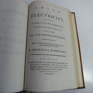 [BENJAMIN FRANKLIN]AN ESSAY ON ELECTRICITY/1773/RARE 1st Ed/6 foldouts/FINE LTHR 6