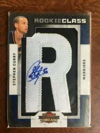 2009 - 10 Stephen Curry Panini Threads Rookie Class Letter Patch Auto /625 Rc Rare