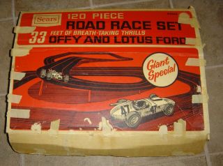 Vintage Sears Road Race Set Slot Car Racing 1960 