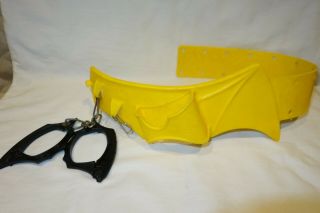 Vintage 1966 Ideal 2 - Piece Batman Utility Belt,  Intact With Batcuffs Bat Cuffs