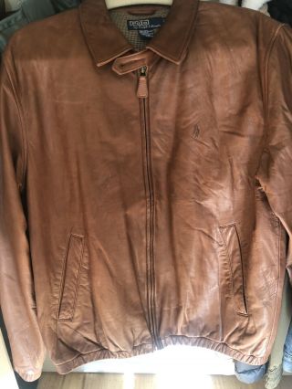 Polo Ralph Lauren Butter Soft Leather Jacket Men Medium Brown Brown Pony Vintage