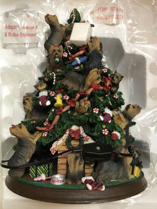 Danbury Yorkie Dog Christmas Lighted Tree Retired Very Rare W/ Train Set