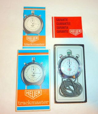 Vintage Heuer Trackmaster Timer Champion Spark Plug Logo Stop Watch Cpics