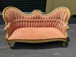 French Hand Carved Birds Kidney Shape Love Seat Settee