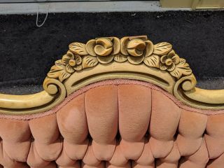 French Hand Carved Birds Kidney Shape Love Seat Settee 2