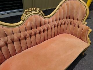 French Hand Carved Birds Kidney Shape Love Seat Settee 3
