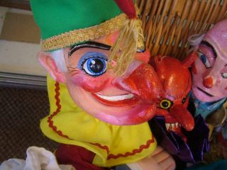 Vintage Punch & Judy Street Theatre,  Mostly Wooden Heads.  12 Characters,  More 7