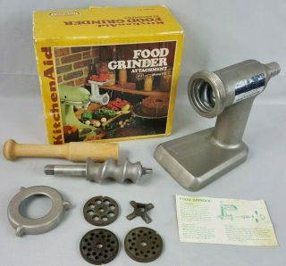 Vintage Kitchenaid Food Chopper Meat Grinder Attachment Hobart Fg Metal Rare Box