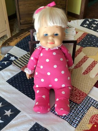 Vintage 80”s Mattel Drowsy Doll Talking Baby Vinyl Face And Hands 14in