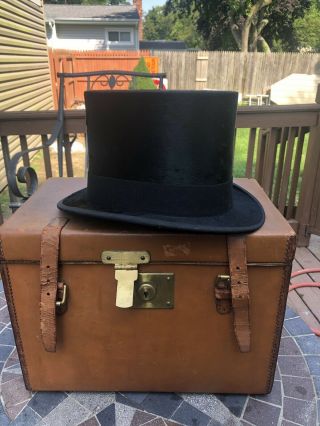 Vintage Rogers Peet & Co Top Hat With Leather Carrying Case