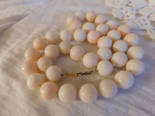 Antique Angel Skin Coral 14k Yellow Gold Clasp Beaded Necklace 62.  7 Grams