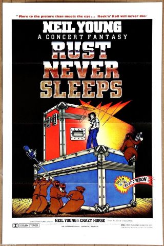 Neil Young Rust Never Sleeps Vintage Rare Trifold 1979 Movie Poster