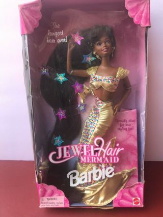 Rare Jewel Hair Mermaid Barbie African American Doll Mattel Vintage 1995 Aa Nrfb