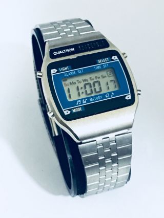 Vintage Qualtron Melody Lcd Alarm Chronograph Digital Wrist Watch (7980h)