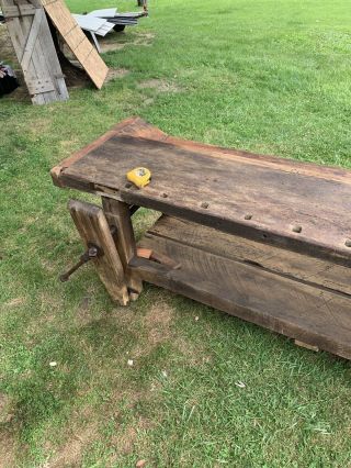 Antique Oak Carpenter ' s and Joiner ' s Workbench 5