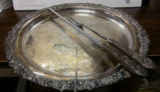 Vintage Sterling Kirk & Son Meat Platter And Carving Set Sheffield Stainless