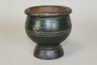 Rare Early 18th C American Turned & Hewn Master Salt Grungy Black Paint