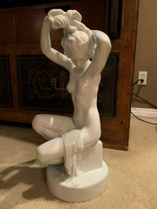 Antique Gorgeous Herend Hungary Large White Porcelain Nude Woman Girl Nr